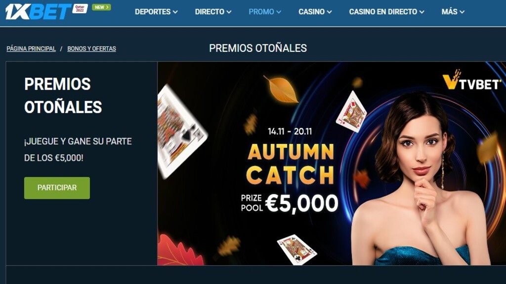 Promo de casino en vivo premios otoñales en 1xbet Argentina