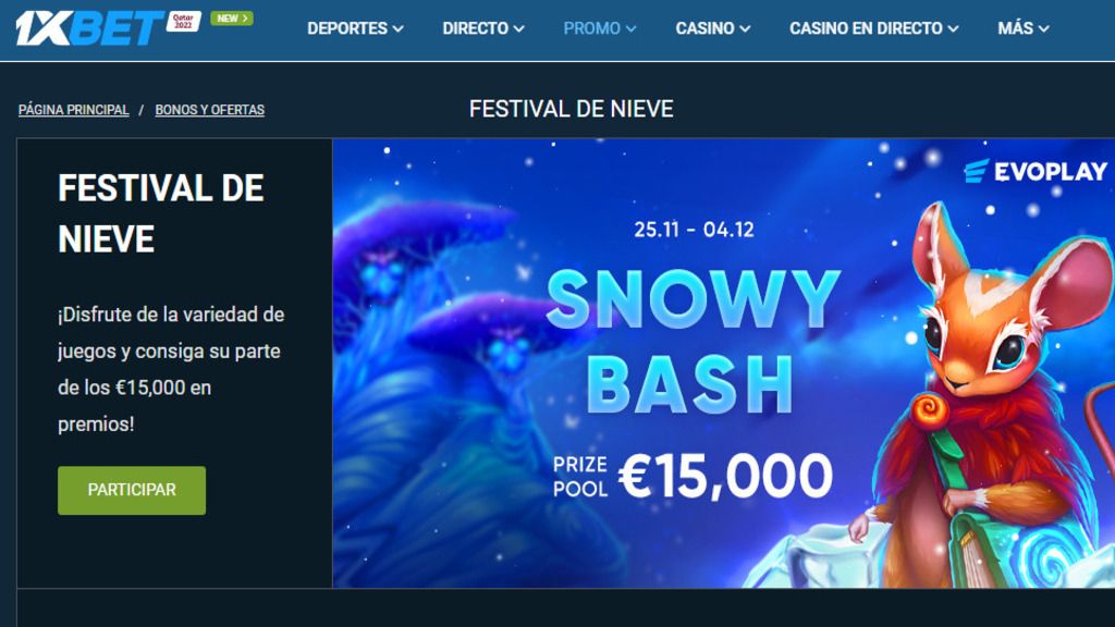 Promo de slots festival de nieve de 1xbet Argentina