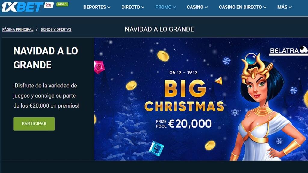 Promo de de slots navidad a lo grande en 1xbet Argentina