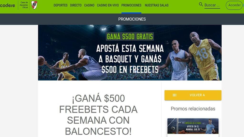 Gana Freebets con el baloncesto de Codere Argentina