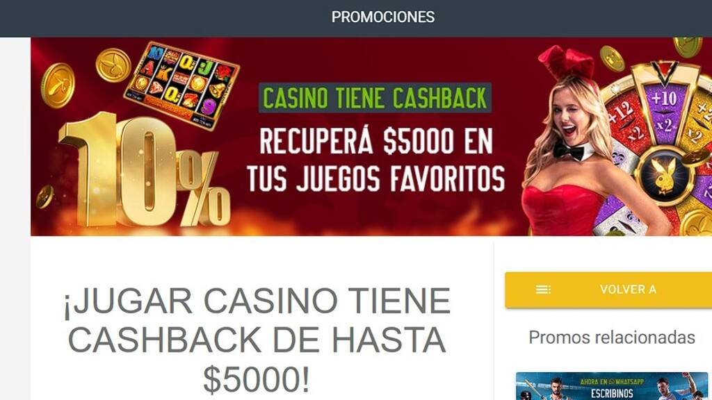 Cashback en el casino de 5 mil pesos de Codere Argentina