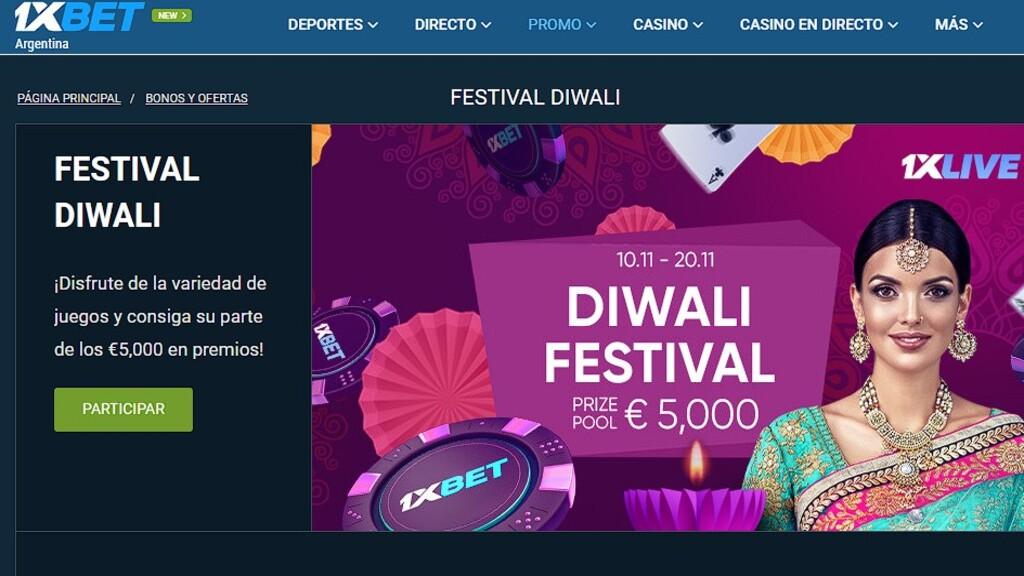 Juega en el casino con el Diwali Festival Live de 1xbet